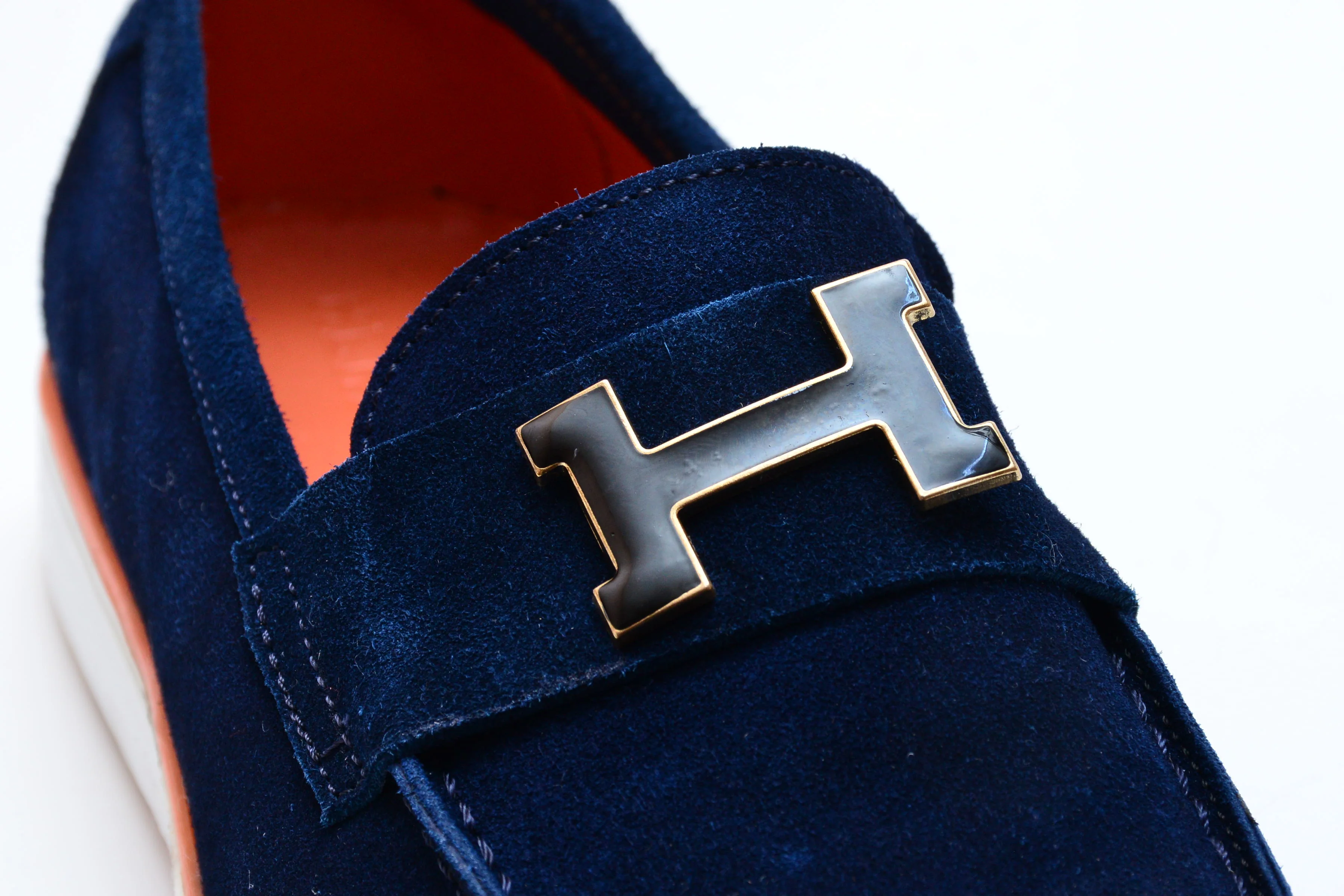 Mocassin Hermès « H » Suède bleu intense
