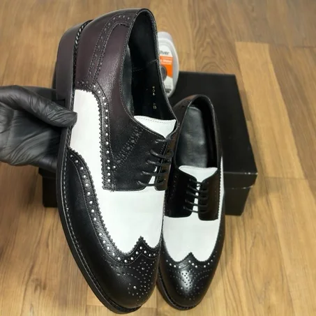 M904 chaussures Cuir noir blanc