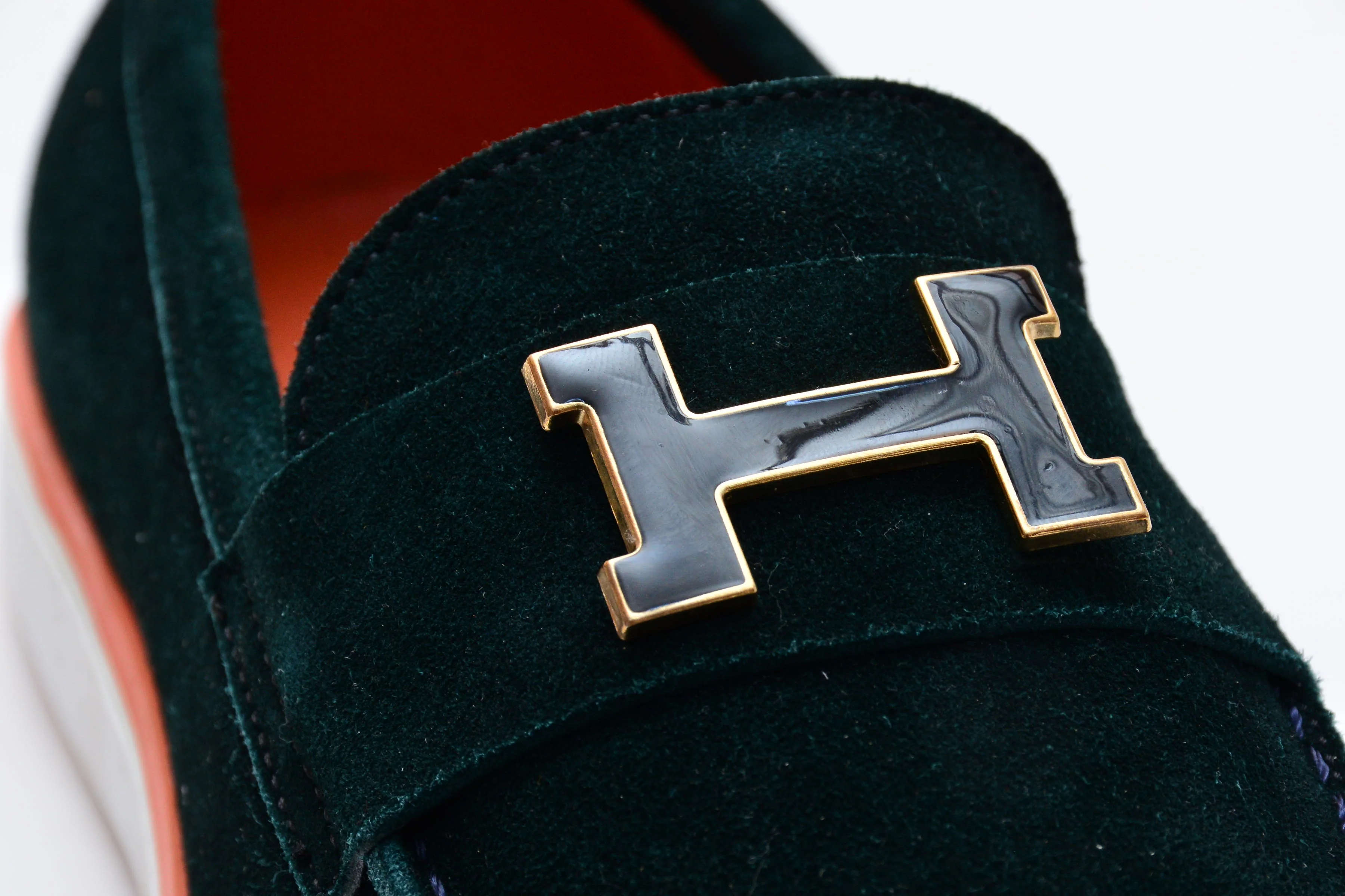 Mocassin Hermès « H » Suède bleu intense