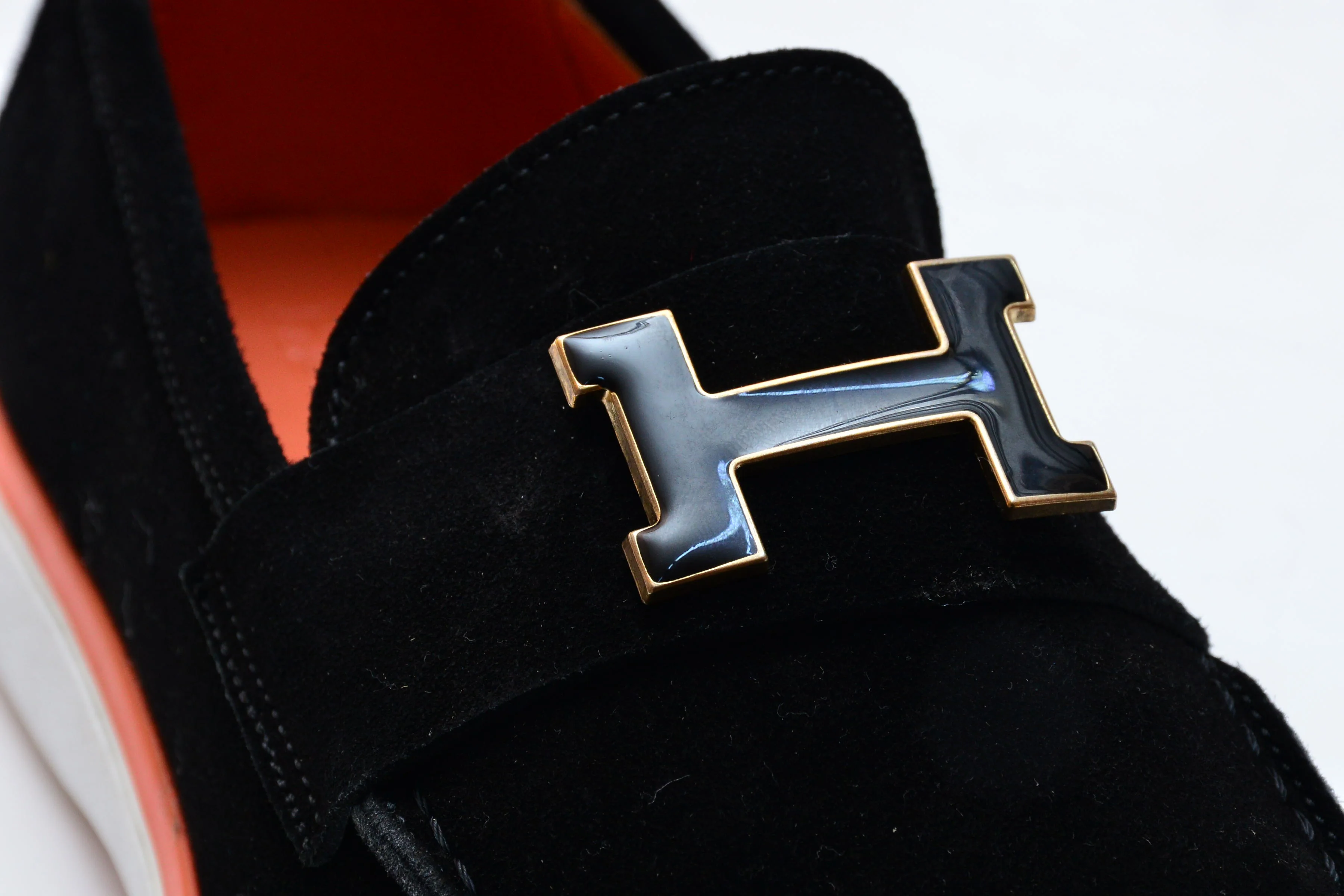 Mocassin Hermès « H » Suède bleu intense