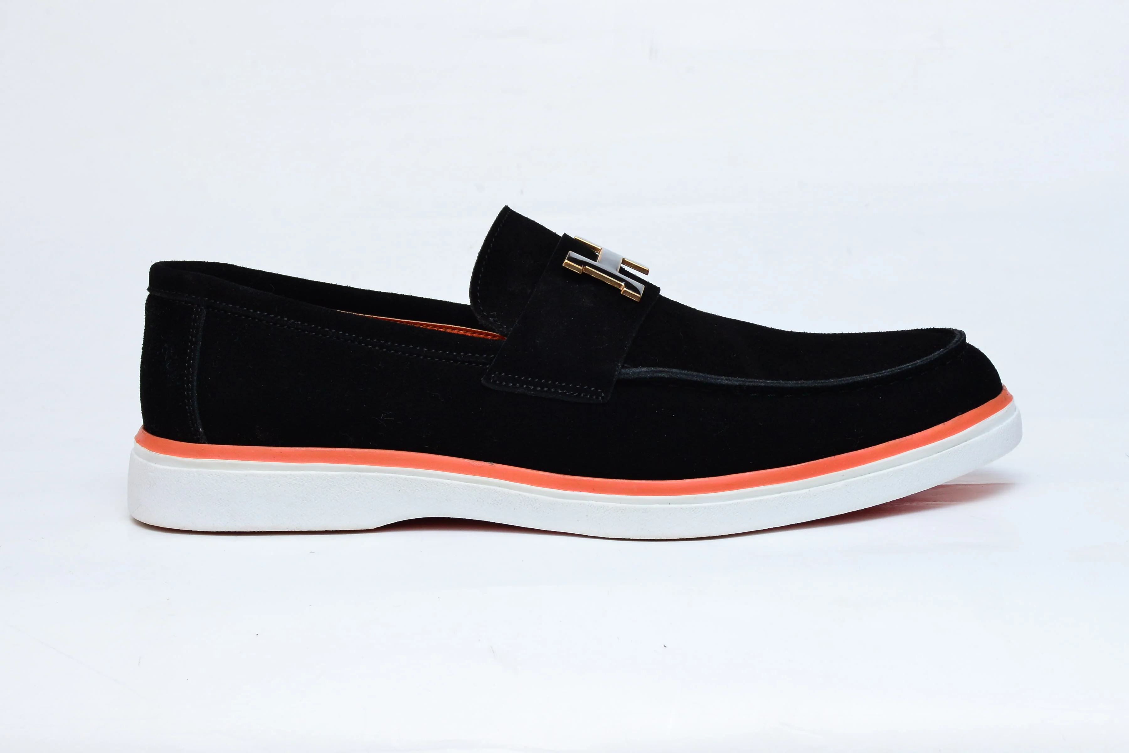 Mocassin Hermès « H » Suède noir intense