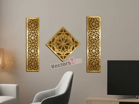 مجموعة إطار إسلامي للحائط  مع ساعة