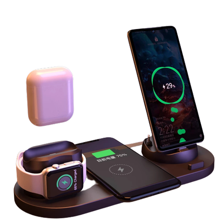شاحن لاسلكي ستة في واحد wireless charger charging station six in one