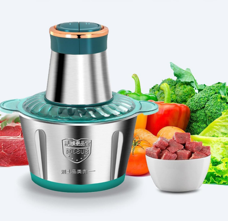 مفرمة لحوم كهربائية، محضر طعام مع 4 شفرات حادة، خلاط لحوم من الفولاذ المقاوم للصدأ، مفرمة طعام للحوم والخضروات والفواكه والمكسرات (سعة 3 لتر)، فضي، من الميكوز، 350.0 واط