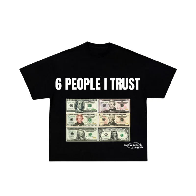 Black oversized T-shirt — Six People I Trust.