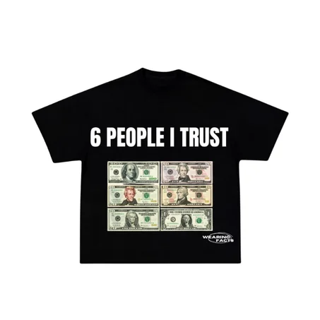 Black oversized T-shirt — Six People I Trust.
