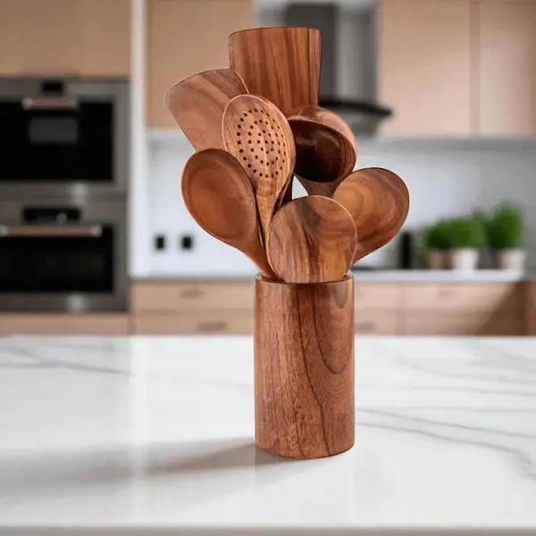 مجموعة أدوات مطبخ خشبية