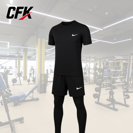 أونسومبل رياضي 3 قطع: فيزو بجودة عالية مع جيب للهاتف + شورت مرن + تيشرت مريح NIKE