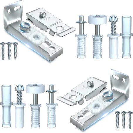 Kit de reparación de herrajes para puertas plegables – Paquete de 2 piezas de repuesto para puertas correderas de armario plegables que incluyen soporte superior e inferior, pivote de 3/8 pul
