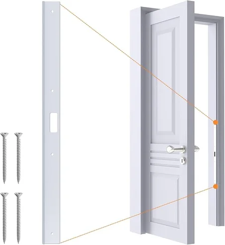 Kit de reparación de jamba de puerta interior de 24" para puertas interiores, placa de refuerzo de placa de tope de puerta extendida para cerrojo de puerta interior, se adapta a cualquier jam
