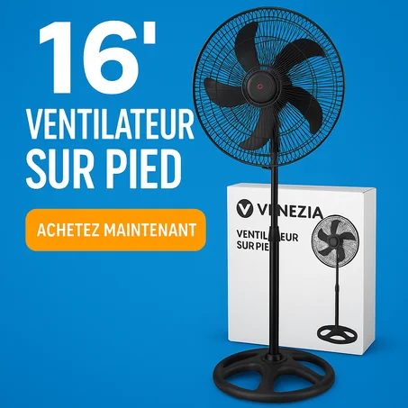 Ventilateur Sur Pied VENEZIA 16" – 3 Vitesses + Minuteur