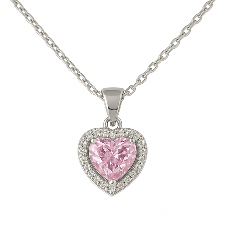 Collier Cœur Rose 925