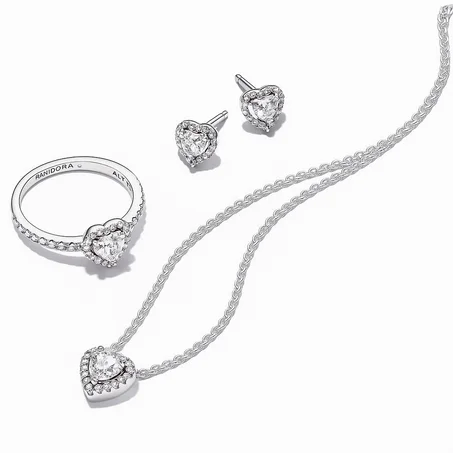 Ensemble de bijoux Coeurs blanc 925