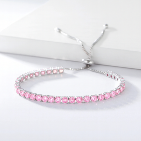 Gourmette Rivière Ajustable rose