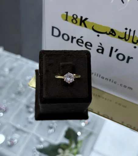 Bague Solitaire – Argent 925 Finition Or Prestige