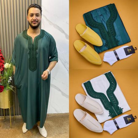 جبّاضور رجالي فاخر بتطريز مغربي + بلغة وجوربات – جودة عالية