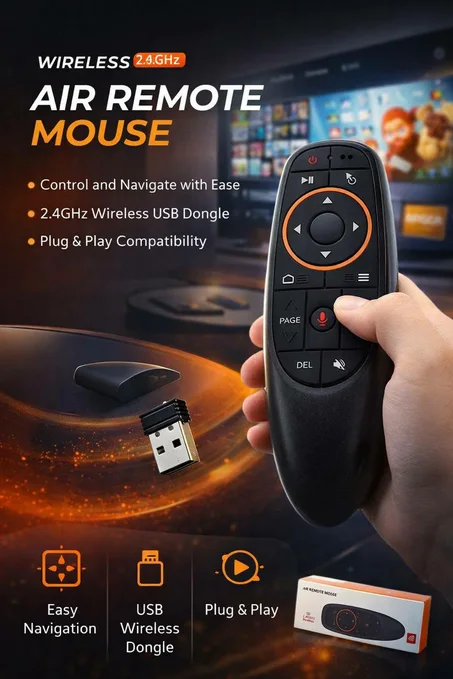 ريموت ذكي Air Mouse لاسلكي 2.4GHz مع تحكم صوتي – سهل الاستخدام لجميع أجهزة Android TV و TV Box