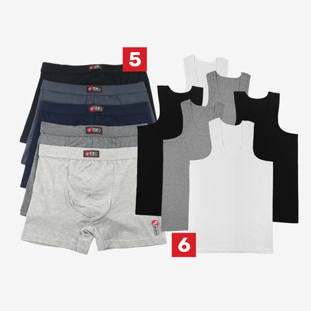 Pack 6 Débardeurs + 5 Boxers simple COTON DOUX