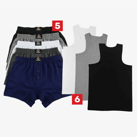 Pack 5 Caleçons ESPIRO 100% Coton + 6 Débardeurs VERANO