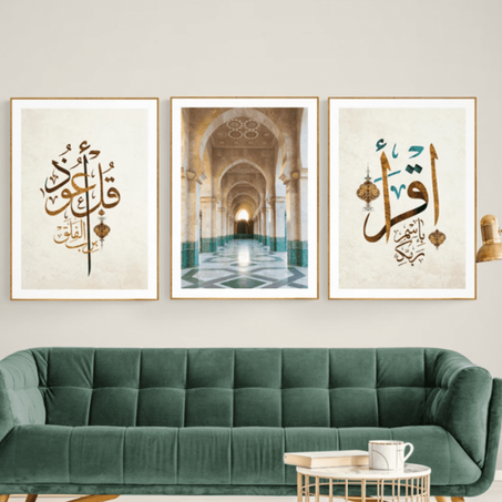 3 Tableaux Surat Al-Falaq, Iqraa ayaa et Mosquée