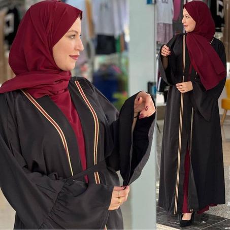 عباية 3 قطع توب كريب حرير