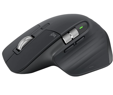 ماوس ام اكس ماستر 3S من لوجيتك اداء لاسلكي بتمرير فائق السرعة وتصميم مريح ودقة 8K DPI وسهل الاستخدام على الزجاج مع نقرات هادئة، USB-C وبلوتوث، لانظمة ويندوز ولينكس، كروم-جرافيت، مقاس واحد 910