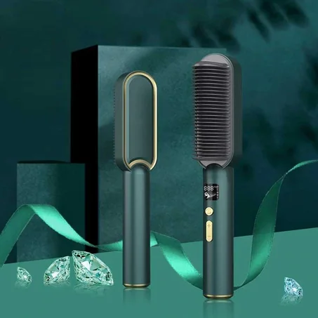 فرشاة فك تشابك الشعر الحرارية 2 In 1 Electric Straightener