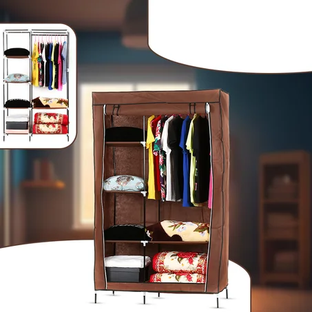 Portable Foldable Fabric Wardrobe Storage - خزانة ملابس متنقلة