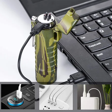 Electric Lighter And Flashlight Waterproof ولاعة الكترونية مع مصباح مثالية للتخيم