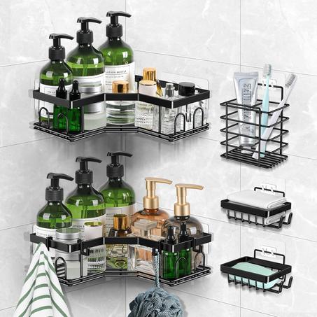 أرفف تخزين للحمام و المطبخ من الفولاذ المقاوم للصدأ (خمس قطع)