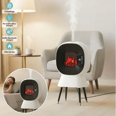 المدفأة الكهربائية الذكية مع Bluetooth + مرطب هواء مدمج