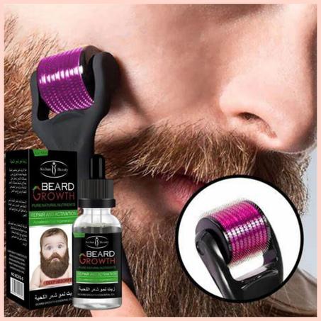 زيت نمو شعر اللحية+ ديرما رولر