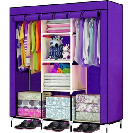 خزانة ملابس قابلة للطي 3 أبواب، تصميم متين وموفر للمساحة