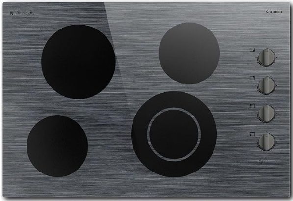 موقد كهربائي من كارينير بأربع شعلات، 30 بوصة، مقبض التحكم في الموقد الكهربائي، موقد سيراميك كهربائي مدمج مع سطح زجاجي منقوش جميل، 6700 واط،... اللون:نمط خشبي46703-208 الحجم: 30 بوصة