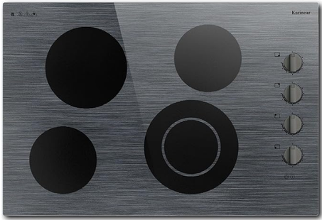 موقد كهربائي من كارينير بأربع شعلات، 30 بوصة، مقبض التحكم في الموقد الكهربائي، موقد سيراميك كهربائي مدمج مع سطح زجاجي منقوش جميل، 6700 واط،... اللون:نمط خشبي46703-208 الحجم: 30 بوصة