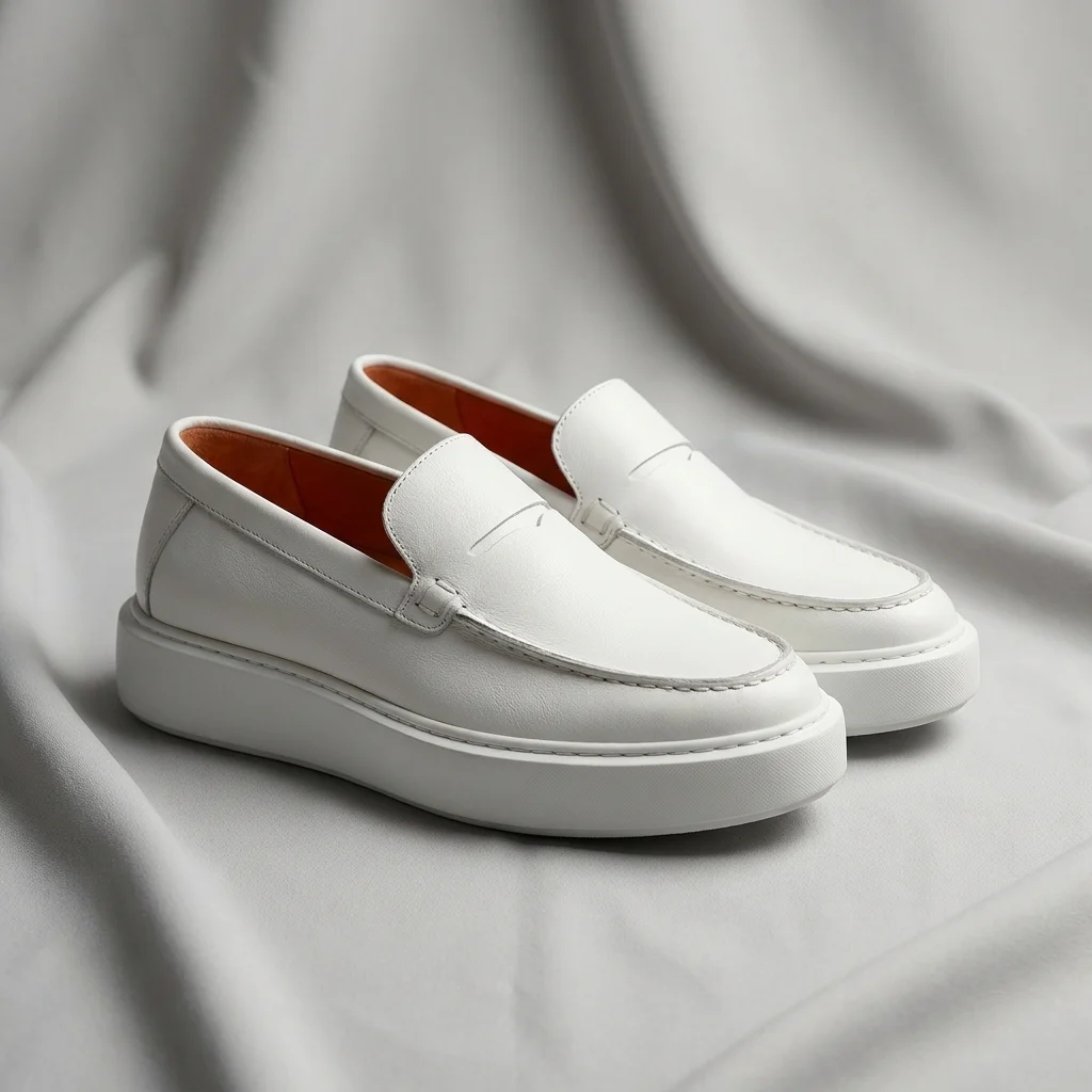 Mocassins Blancs Modernes en Cuir