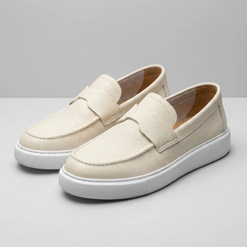 Mocassins Blancs Modernes en Cuir