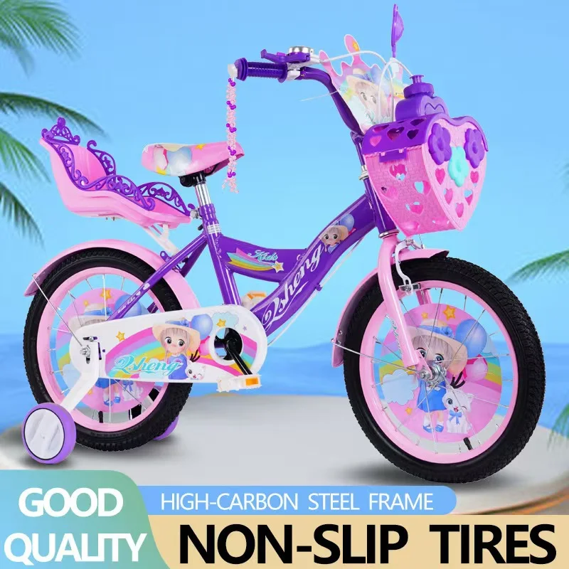Vélo princesse pour enfants avec roues d'aide