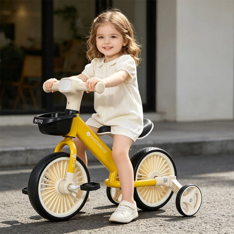 Vélo enfant avec roues d'apprentissage et panier avant