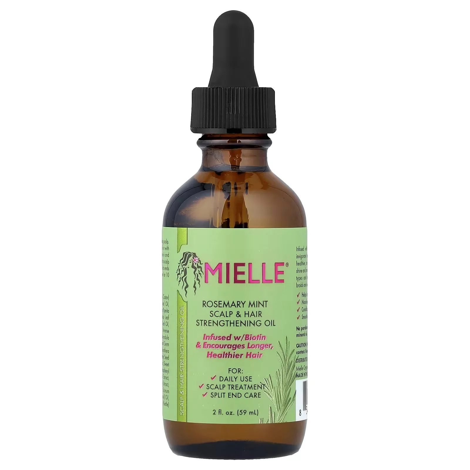 Mielle, Huile fortifiante pour le cuir chevelu et les cheveux, Romarin et menthe, 59 ml
