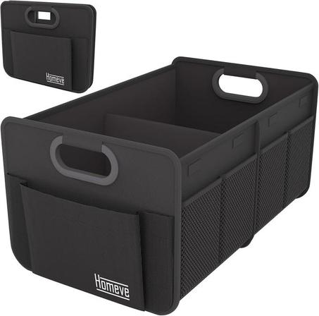 Homeve Organizador de maletero de coche, organizador plegable de múltiples compartimentos, negro, 2 compartimentos, pequeño