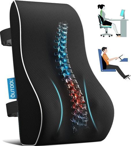 Almohada de apoyo lumbar para silla de oficina, almohada de apoyo para automóvil, computadora, silla de juegos, cojín reclinable de espuma viscoelástica para aliviar el dolor de espalda, mejo