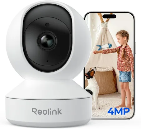 REOLINK Cámara interior 2K, E1 Plug-in 2.4G WiFi cámara de seguridad inalámbrica para bebé/mascota monitor con aplicación de teléfono, cámara para mascotas de 360 grados con detección de