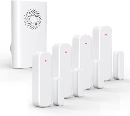 Timbre de puerta inalámbrico, alarma de sensor de puerta abierta al entrar en negocios/oficinas/tiendas (alcance de 500 pies, 51 timbres, volumen ajustable) Campana de alerta para seguridad d