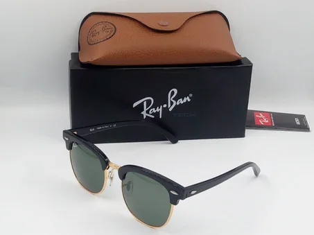 SOLAIRES:RAYBAN-RB-3016 CLUBMASTER VERT,GOLD/BLACK.