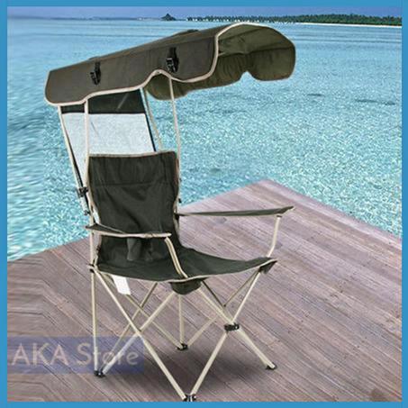 كرسي قابل للطي مع مظلة ، خفيف فالوزن ،  ساهل فالحمل  و مريح تحت الشمس