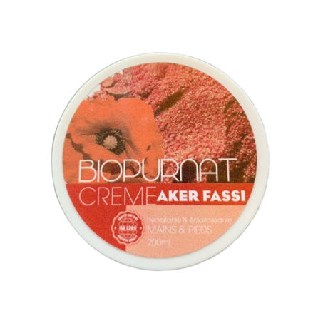 🌸  BiopurNat – Crème Aker Fassi Apaisante & Éclaircissante (Mains & Pieds) 200ml 🌸