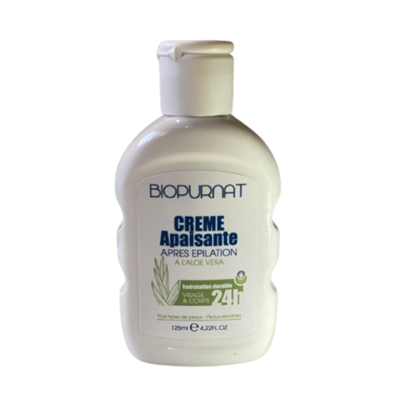 Biopurnat Crème Apaisante Après Épilation – Aloe Vera (Visage & Corps) 125ml
