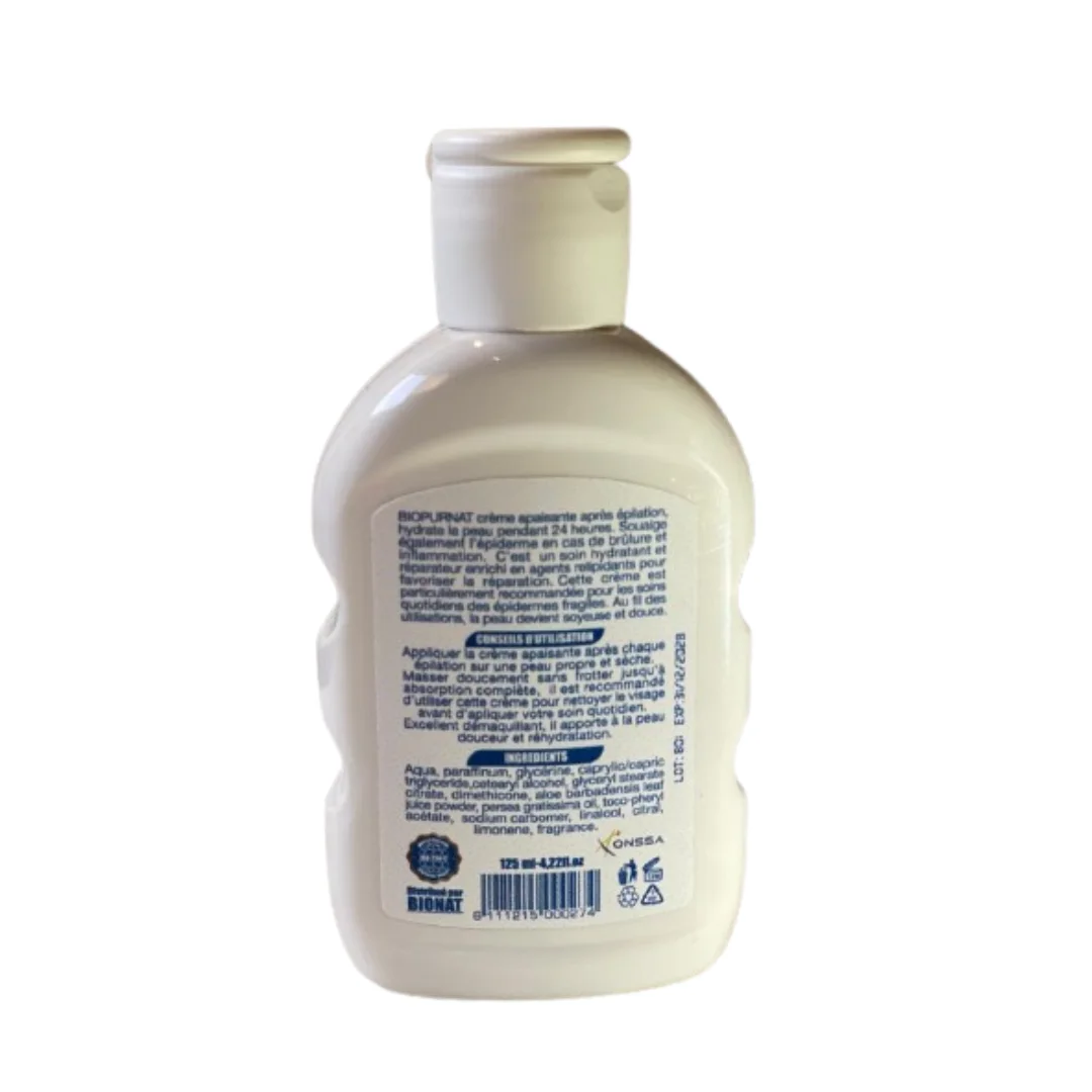 Biopurnat Crème Apaisante Après Épilation – Aloe Vera (Visage & Corps) 125ml