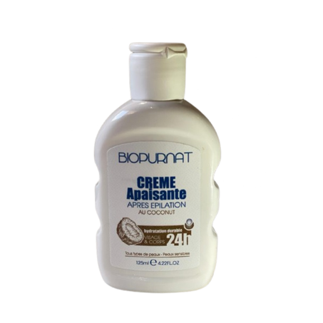 🧴  Biopurnat Crème Apaisante Après Épilation – Noix de Coco (Visage & Corps) 125ml 🧴